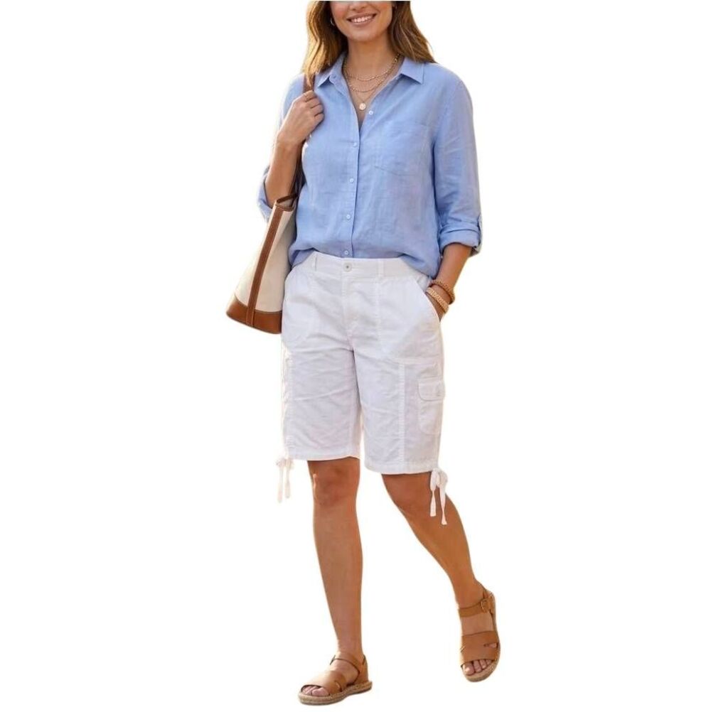 NWT Northcrest White Bermuda Shorts Size 16W Cotton Blend